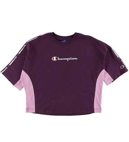 Champion Fashion Stuttermabolur - Crop - Fjólublátt M. Lógó