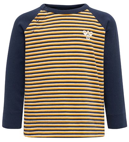 Hummel Long Sleeve Top - hmlStanton - Yellow/Navy