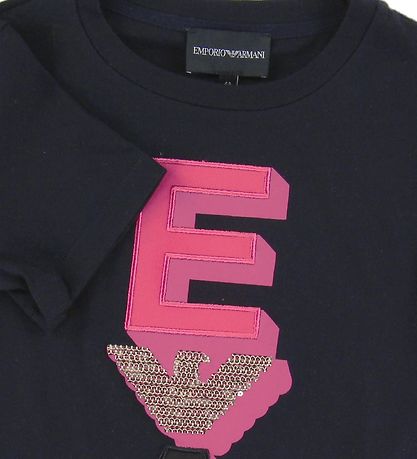 Emporio Armani Stuttermabolur - Dökkblátt M. Bleikt/Gull