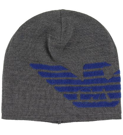 Emporio Armani Gjafabox - Húfa/Trefill - Bómull/Ull - Grátt/blát