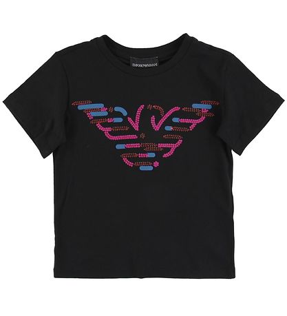 Emporio Armani Stuttermabolur - Svart M. Palíettur