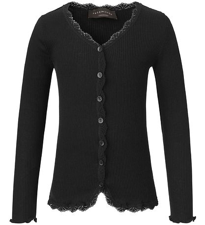 Rosemunde Cardigan - Seide/Baumwolle - Rib - Schwarz