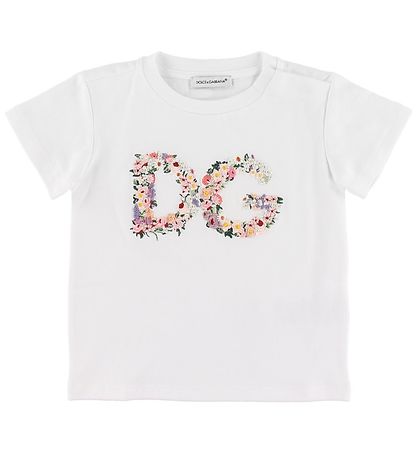 Dolce & Gabbana T-paita - Valkoinen, Kukkakirjonta