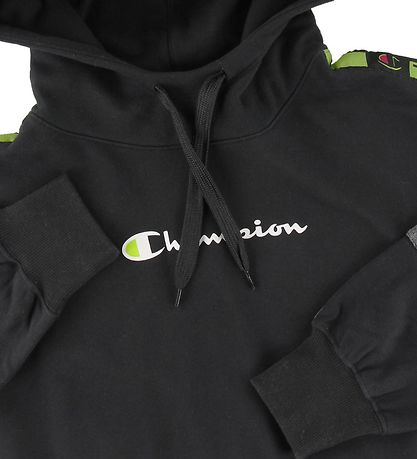 Champion Fashion Hoodie - Crop - Black w. Logo