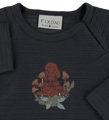 Fixoni Long Sleeve Top - Charcoal w. Squirrel