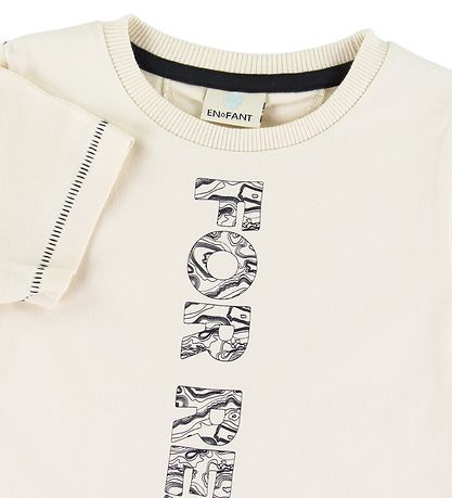 En Fant Stuttermabolur - Cream M. Texti