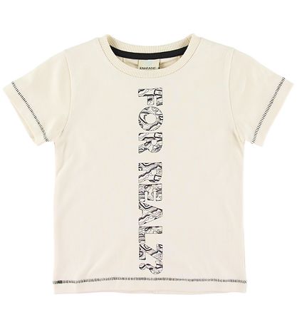 En Fant Stuttermabolur - Cream M. Texti