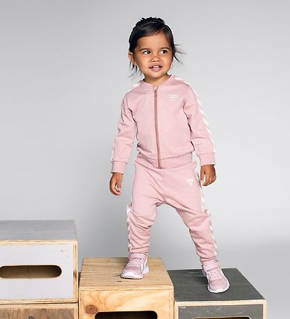 Hummel Joggedress - HMLBille - Rosa m. Hvit