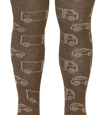 Minymo Tights - Coca Brown w. Cars