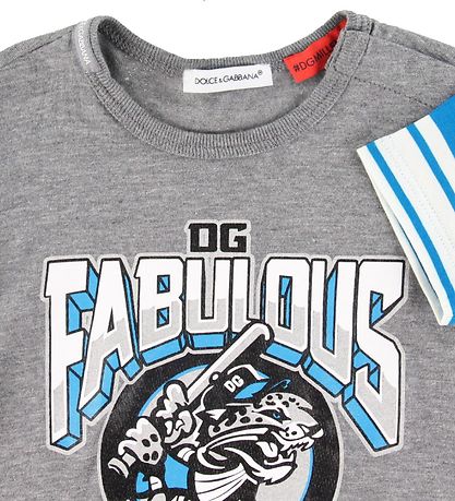 Dolce & Gabbana Stuttermabolur - Grátt M. Prentað