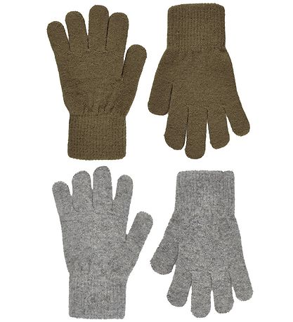CeLaVi Handschuhe - Wolle/Graumeliert - 2er-Pack - Militäroliv/O