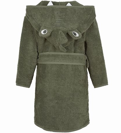 Pippi Baby Bathrobe - Deep Lichen Green w. Dragon