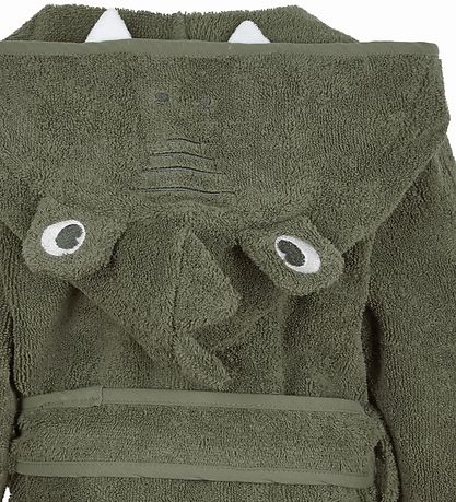 Pippi Baby Bathrobe - Deep Lichen Green w. Dragon