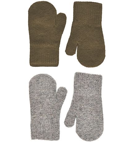 CeLaVi Fäustlinge - Wolle/Nylon - 2er-Pack - Militäroliv/Graumel