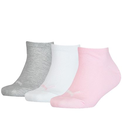 Puma Ankle Socks - 3-Pack - Pink/White/Grey Melange