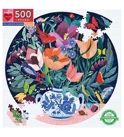 Eeboo Púsluspil - 500 Kubbar - Still Life With Flowers