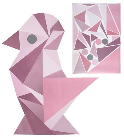 Sebra Wallstickers - Bleikt Geómetrískur fugl
