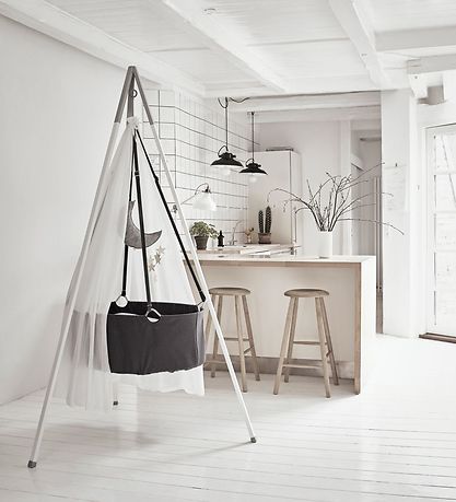 Leander Classic Vugge m. Madras - 83x50x30 cm - Grey