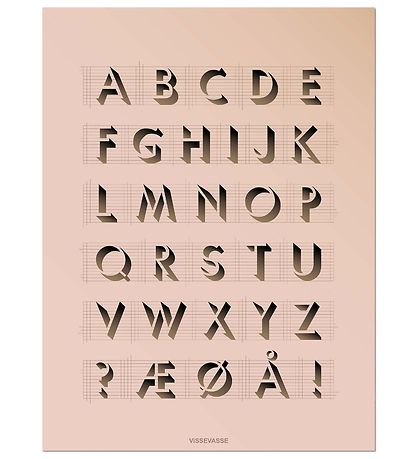 Vissevasse Veggspjald - 50x70 - ABC - Bleikt