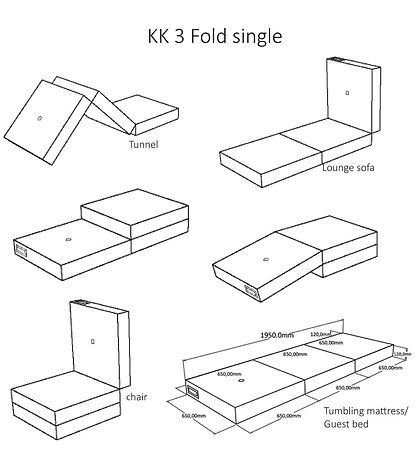 by KlipKlap Fold Mattress - 3 Fold Single - 195x65 cm - Blue Gre