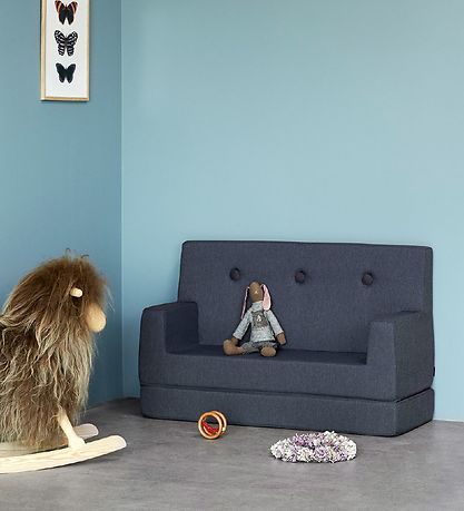 by KlipKlap - Kids Sofa - 100 cm - Dark Blue/Black