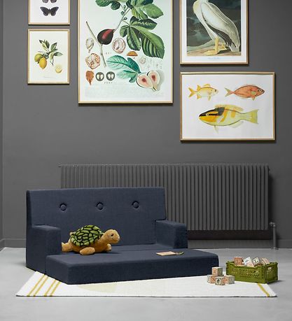 by KlipKlap - Kids Sofa - 100 cm - Dark Blue/Black