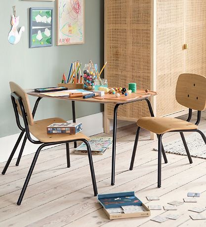 Sebra Table - Oakee - 50x70x45 cm - Wood/Black