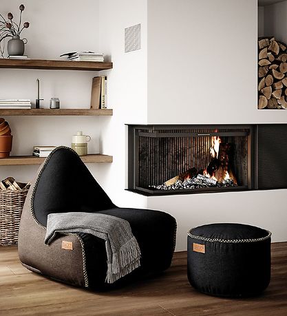 SACKit Pouf - Canvas Pouf - 50x35 cm - Black