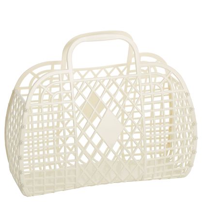 Sun Jellies Large Folding Basket - Retro - 37x30x11 cm - Cream