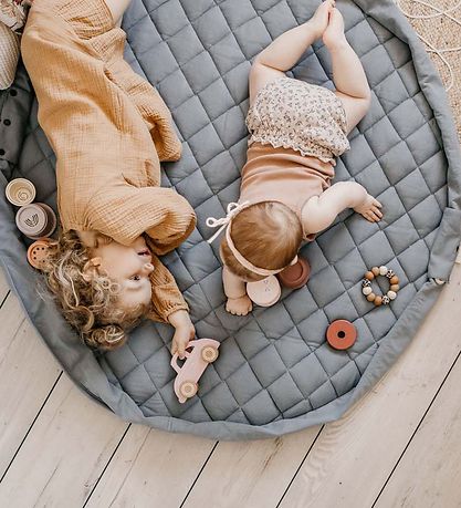 Play&Go Play Mat - Ø120 - Soft Organic - Dusty Blue