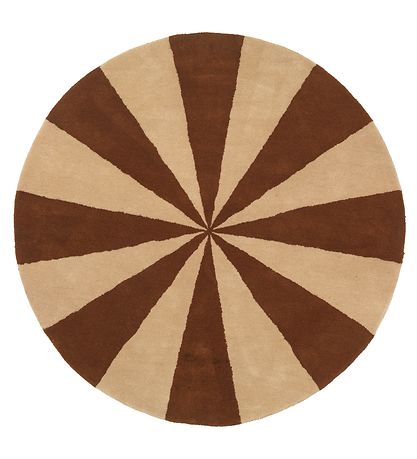 ferm Living Teppich - Wolle - Ø: 130 cm - Ziegelrot/Weiß