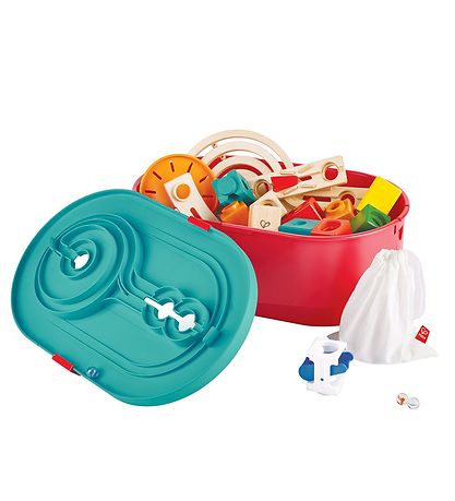 Hape Kugelbahn - Quadrilla - 66 Teile - Track Bucket Set