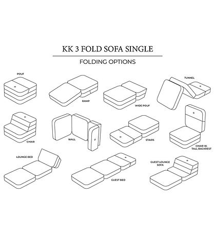 by KlipKlap Fold Sofa - 3 Fold Single - 70 cm - Sand/Sand