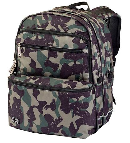 Jeva School Backpack - Square - Green Camouflage