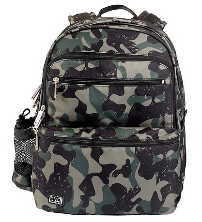 Jeva School Backpack - Square - Green Camouflage