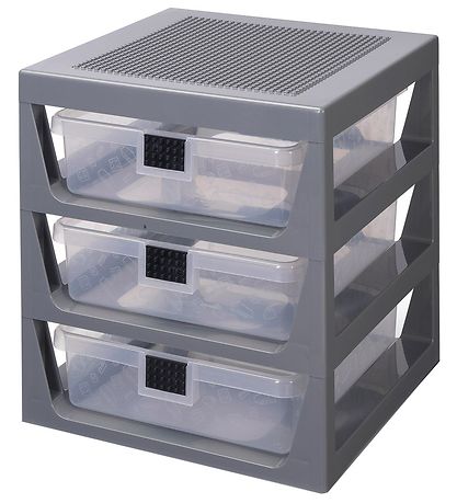 LEGO® Storage Geymsla M. 3 skúffur - 32x34x37 - Gráar
