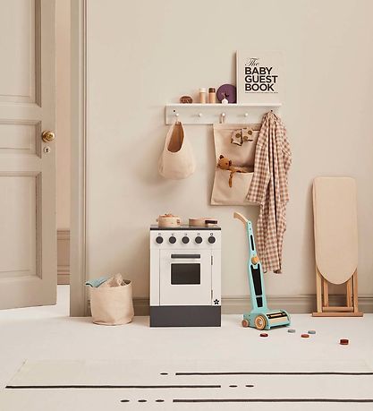 Kids Concept Shelf w. Wall Hooks - 60x10 cm - Wood - White