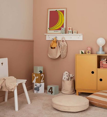Kids Concept Shelf w. Wall Hooks - 60x10 cm - Wood - White