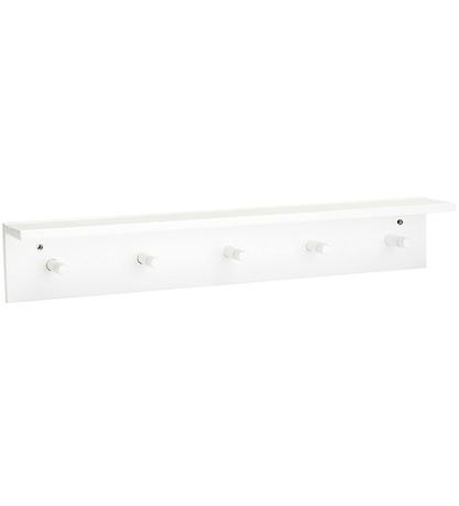 Kids Concept Shelf w. Wall Hooks - 60x10 cm - Wood - White