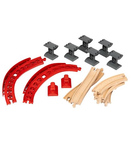BRIO World Curved Raised Rails - 17 Parts - Wood 33995