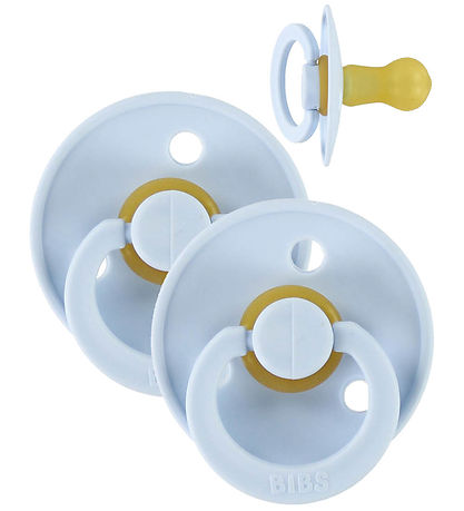 BIBS Colour Pacifiers - Size 2 - 2-Pack - Round - Baby Blue