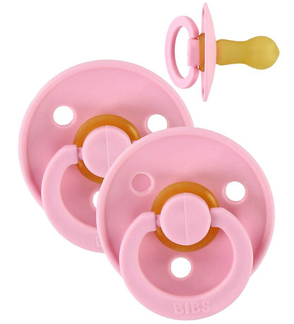 BIBS Colour Pacifiers - Size 2 - 2-Pack - Round - Baby Pink
