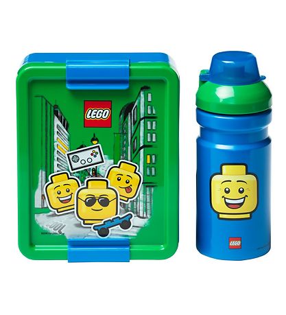 LEGO® Storage Matlåda/Vattenflaska - Iconic Pojke - Grön/Blå