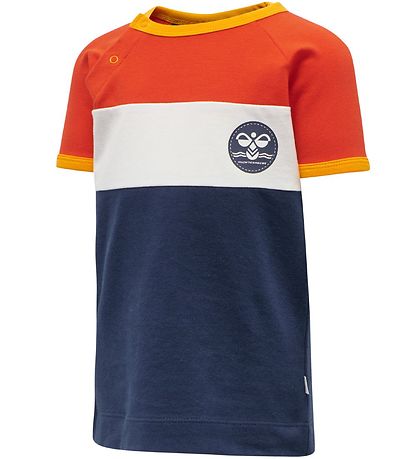 Hummel Stuttermabolur - hmlAnton - Appelsína/Dökkblátt