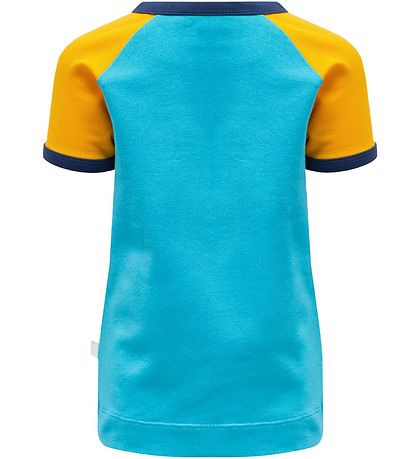 Hummel Stuttermabolur - hmlAnton - Gult/Grænblátt
