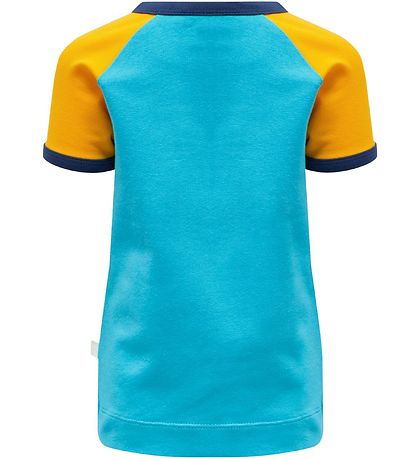 Hummel T-shirt - hmlAnton - Yellow/Turquoise