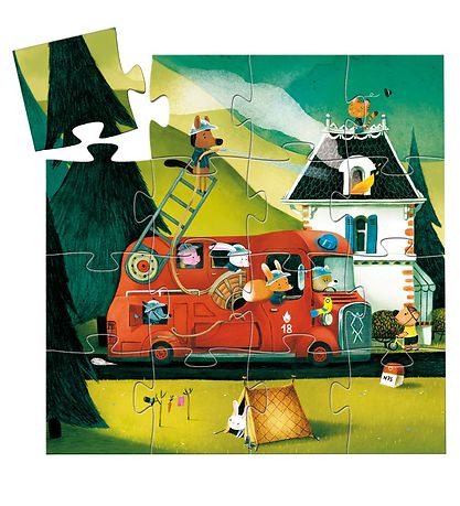 Djeco Puzzle - 16 Pieces - Fire Truck