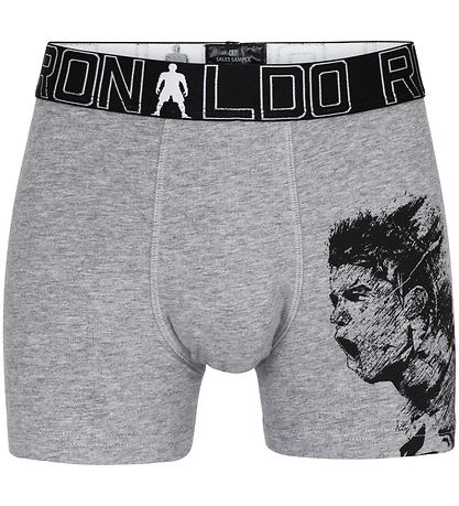 Ronaldo Boxers - 2-Pack - Grey Melange/Black w. Pattern