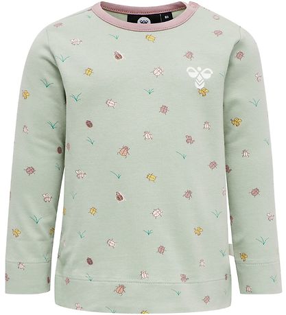 Hummel Pullover - hmlElla - Mattgrün m. Insekten