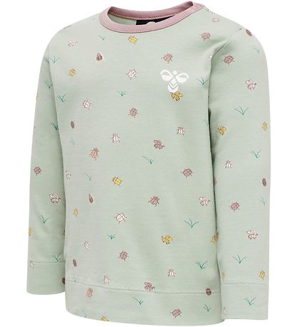 Hummel Pullover - hmlElla - Mattgrün m. Insekten
